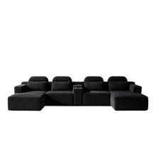 Load image into Gallery viewer, U-Shaped Sectional Sofa With Chaise Lounge And Cup Holders
