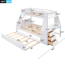 Load image into Gallery viewer, Bunk Bed With Trundle And Built In Desk, 3 Storage Drawers And Shelf
