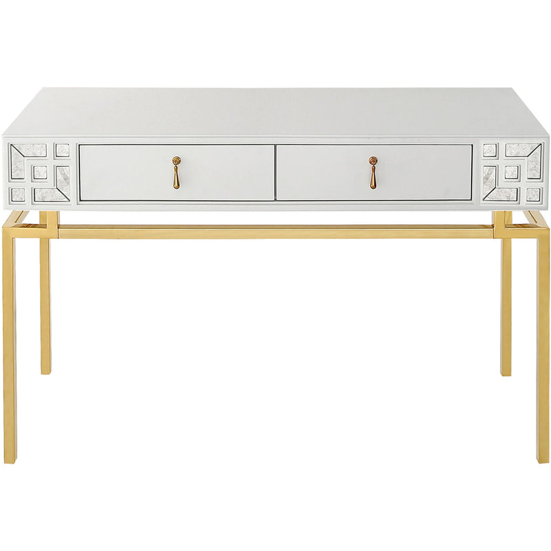 Mirrored Console Table And Drawers - White And Gold