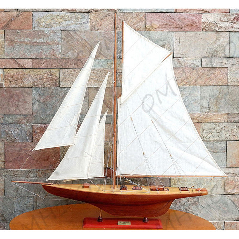 Hand Painted Model Boat (624664) - White / Dark Brown