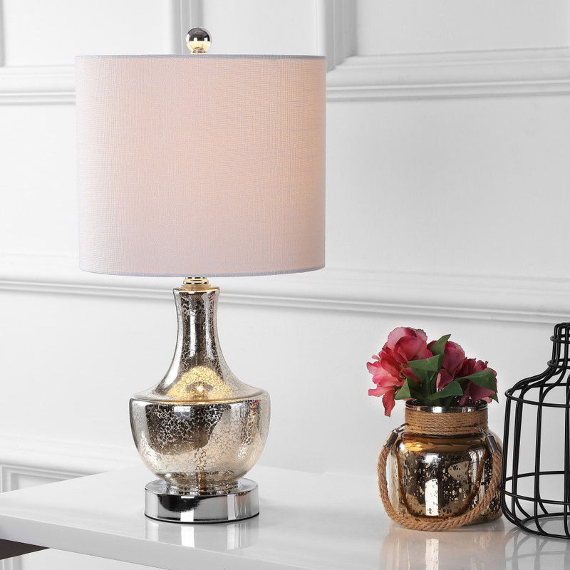 20" Novelty Bedside Lamp With Drum Shade - Silver