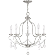 Load image into Gallery viewer, 24" Five Light Dimmable Chandelier With Shades - Nickel
