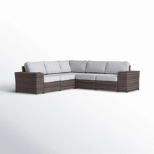 Load image into Gallery viewer, Wide Reversible Outdoor Sectional Sofa With Cushions - Brown / Gray
