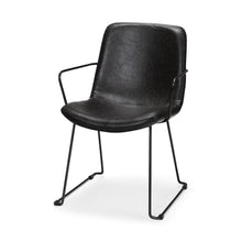Load image into Gallery viewer, Upholstered Faux Leather Dining Room Arm Chair - Black

