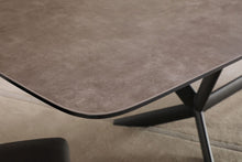 Load image into Gallery viewer, 118" Ceramic And Metal Trestle Base Dining Table - Black / Gray
