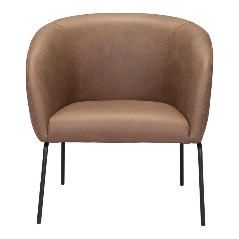 Faux Leather Barrel Chair - Brown And Black
