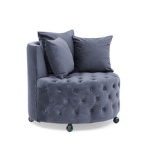 Load image into Gallery viewer, Modern Upholstered Swivel Chair With Button Tufted Design And Movable Wheels
