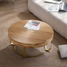 Load image into Gallery viewer, Modern Round Coffee Table With Wooden Carving Pattern
