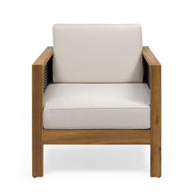 Load image into Gallery viewer, Outdoor Acacia Wood Club Chair With Wicker Accents
