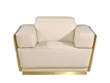 Load image into Gallery viewer, 47" Italian Leather Club Chair - Beige / Gold
