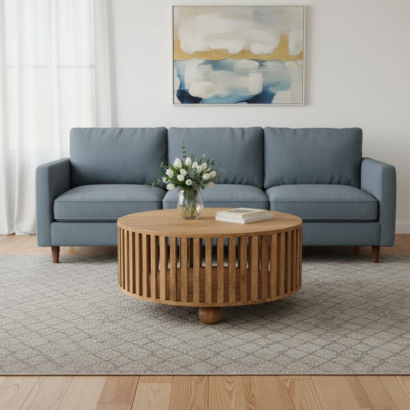 Solid Wood Round Coffee Table - Oak