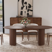 Load image into Gallery viewer, 86'' Wood Double Pedestal Base Oval Dining Table - Walnut

