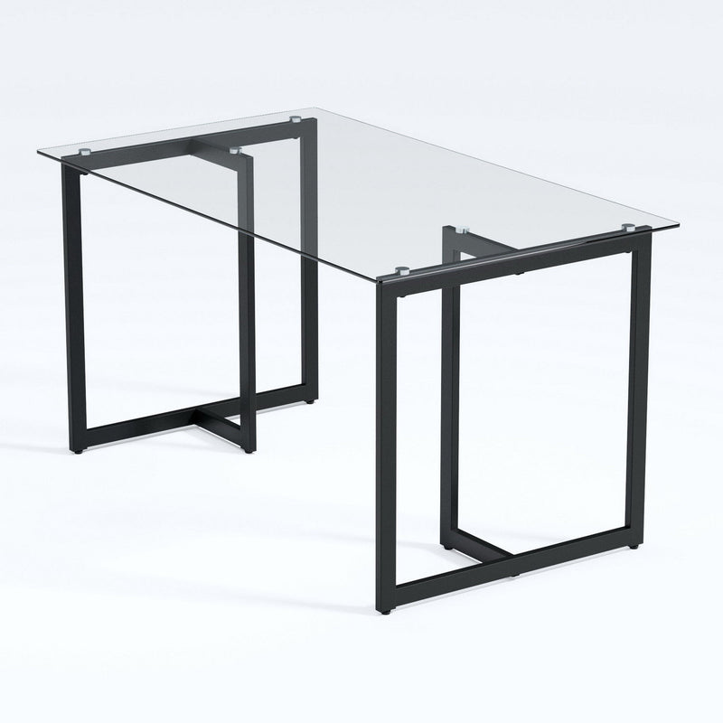 55" Glass And Metal Dining Table - Clear