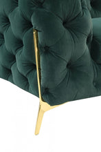 Load image into Gallery viewer, Tufted Velvet And Gold Chesterfield Love Seat - Dark Green

