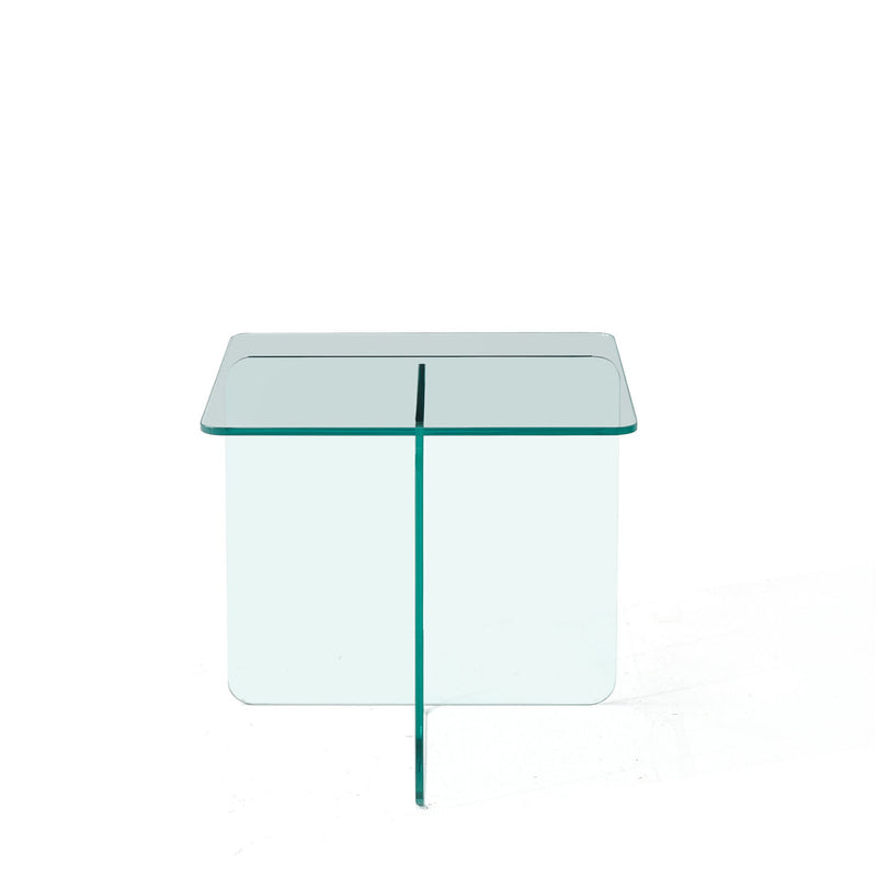 Glass Square Cross Legs End Table - Clear