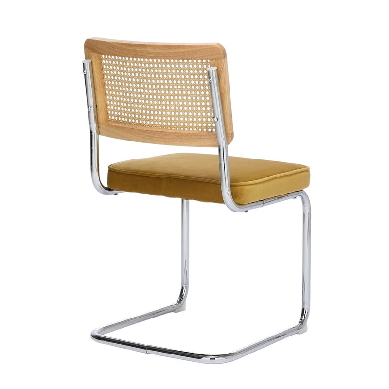 Tufted Stainless Steel Partially Open Back Dining Side Chairs (Set of 2) - Gold / Silver