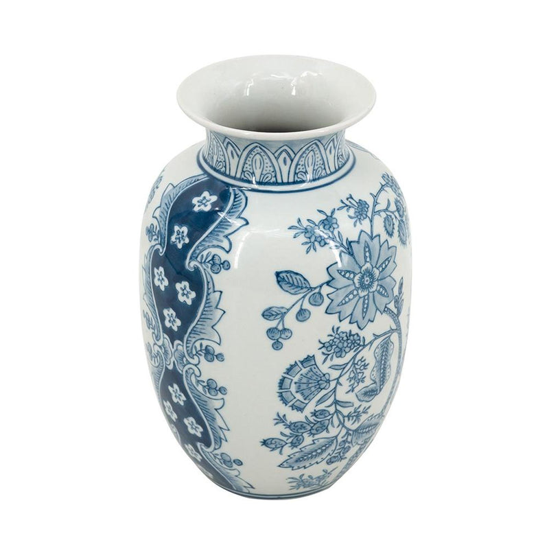 Floral Round Porcelain Jar (565447) - Light Blue / White