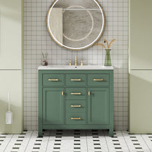 Load image into Gallery viewer, Freestanding Bathroom Vanity With 4 Drawers &amp; 2 Cabinets - Green
