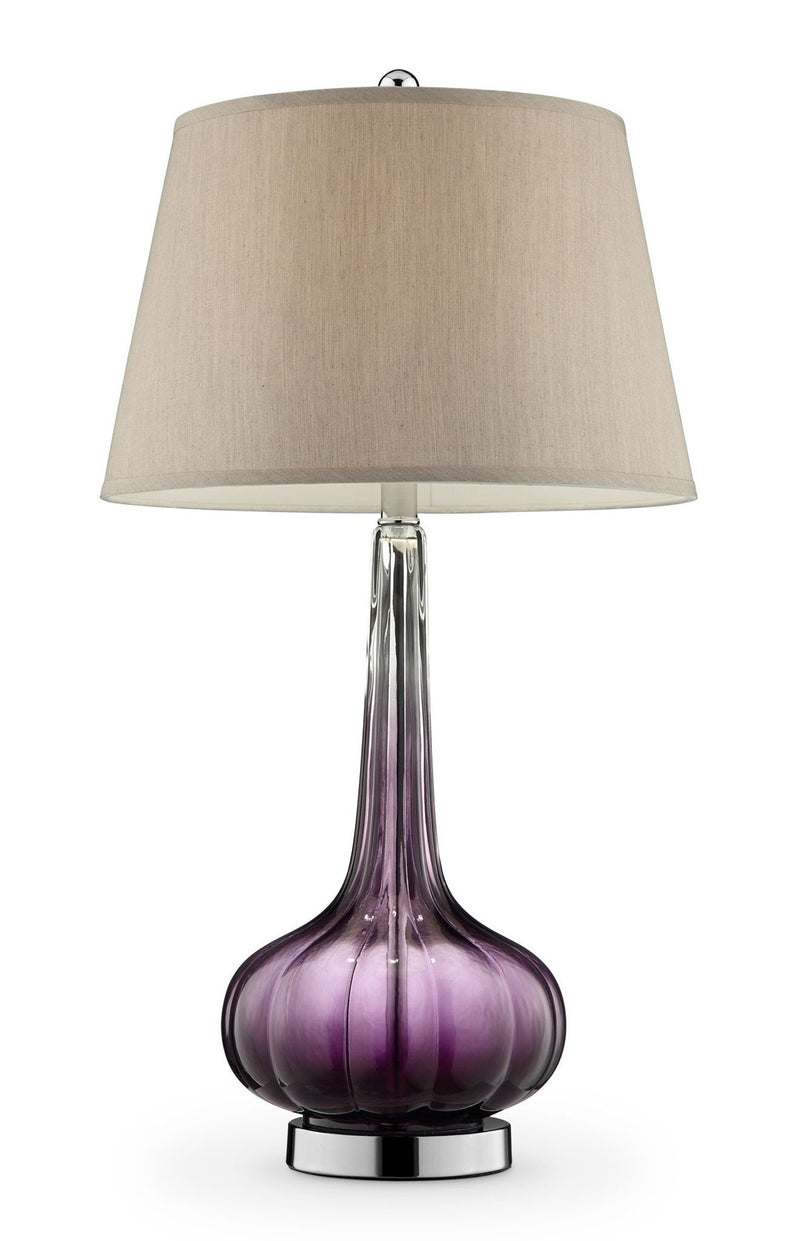 Glass Table Lamp With Beige Shade - Purple Ombre