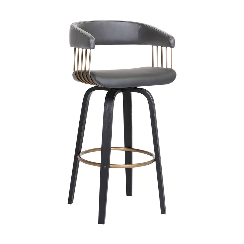 Faux Leather Swivel Counter Height Bar Chair - Gray And Black