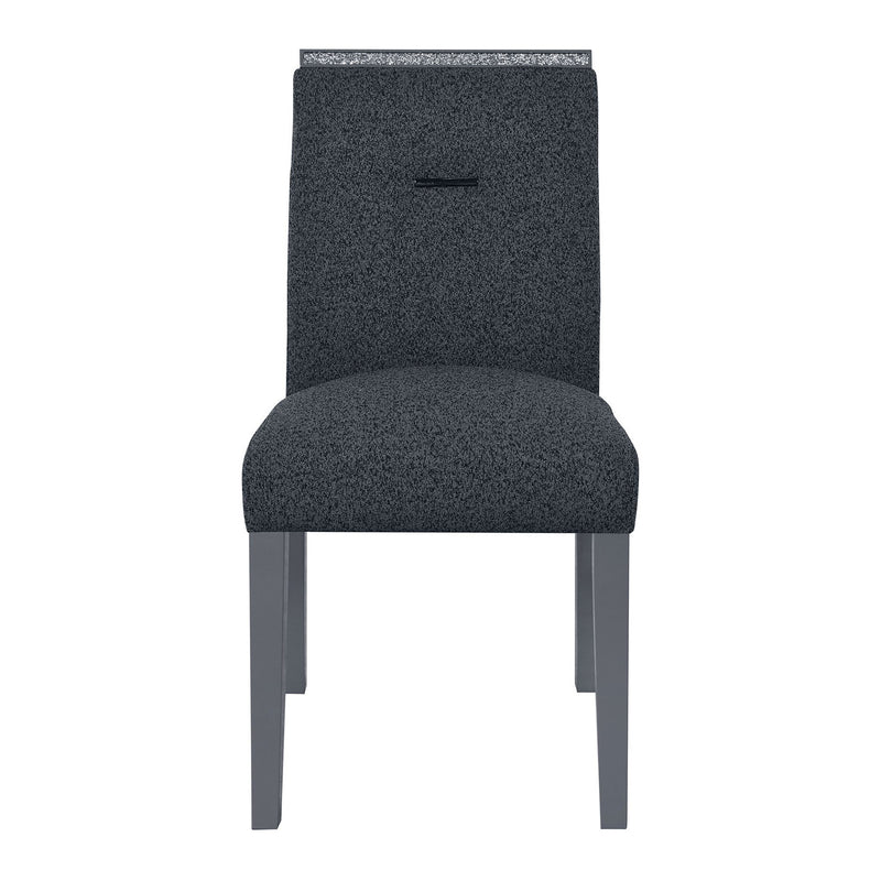 Upholstered Fabric With Faux Crystal Bling Dining Side Chair - Dark Gray
