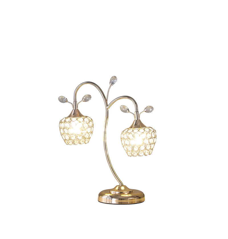 Two Light Bedside Table Lamp With Clear Novelty Shade - Gold