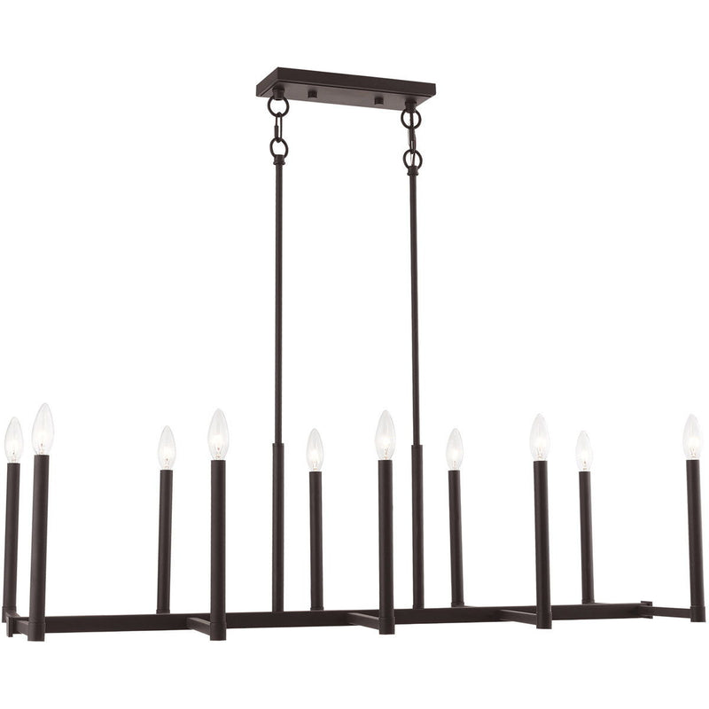 18'' Ten Light Dimmable Chandelier With Shades - Bronze