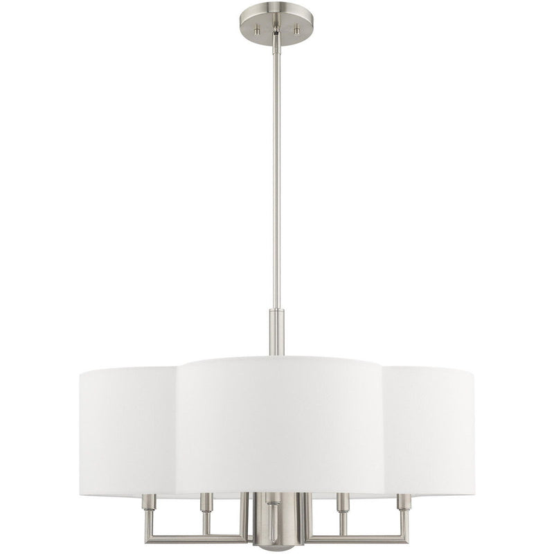 18" Six Light Dimmable Chandelier With Shades - Nickel