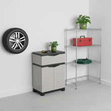 Load image into Gallery viewer, 35" Heavy Duty Plastic Two Door One Drawer Utility Cabinet - Gray
