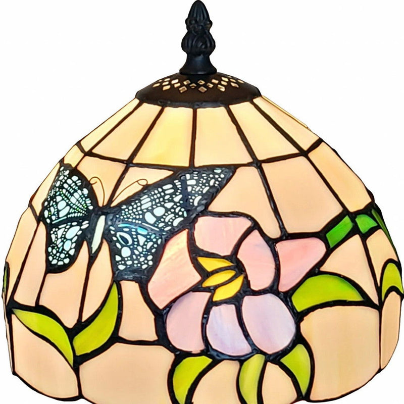15" Metal Candlestick Table Lamp With Ivory Dome Shade - Dark Brown