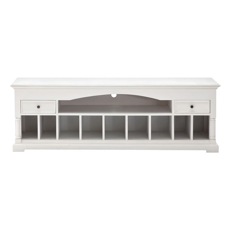 Solid Console Table With Shelves And Drawers - White