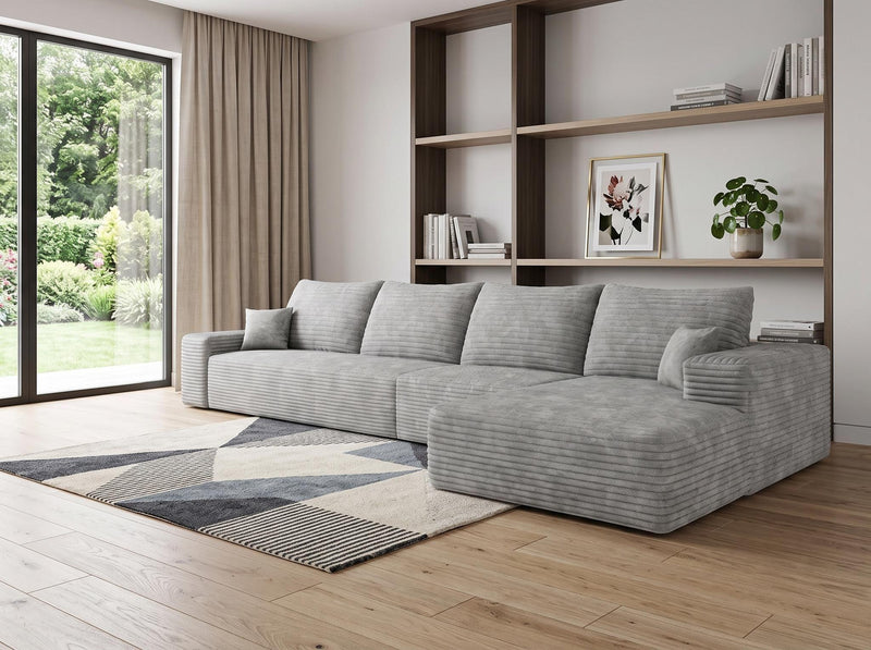 Corduroy Modular L Shaped Sofa And Chaise Sectional (762679) - Gray