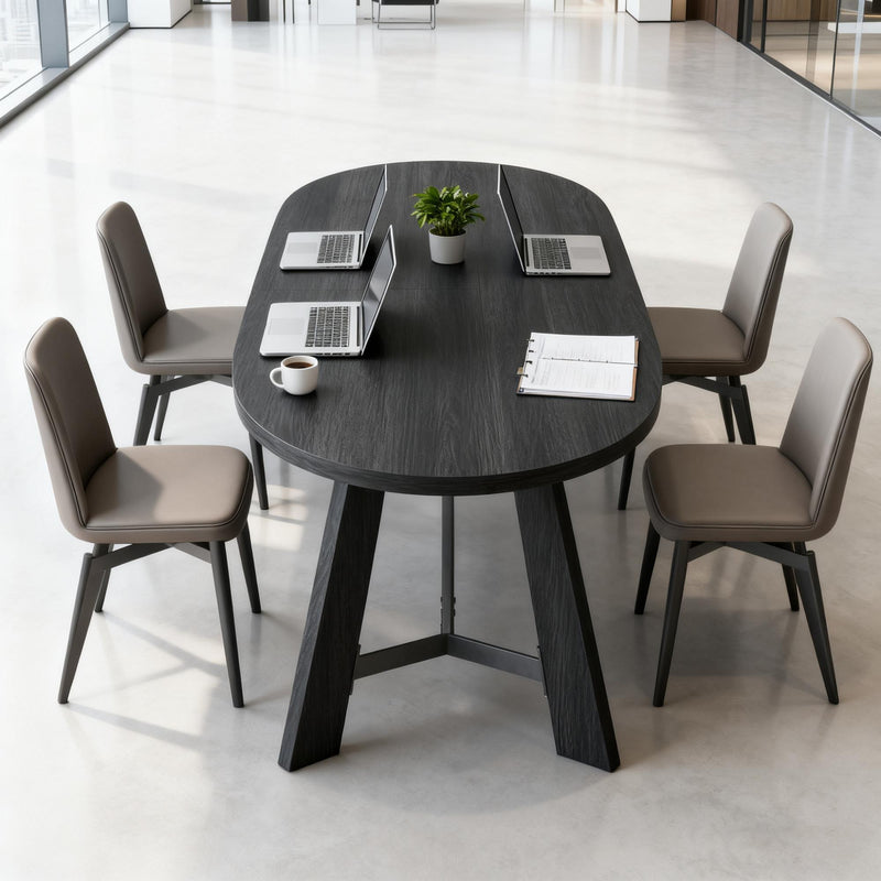 Reclaimed Oval Dining Table - Black