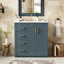 Load image into Gallery viewer, Ceramic Sink Combo, Freestanding Vanity Set With 3 Drawers &amp; Soft Closing Doors
