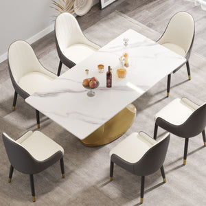 Modern Artificial Stone Panel Stainless Steel Curved Legs, Can Accommodate 6 - 8 People
