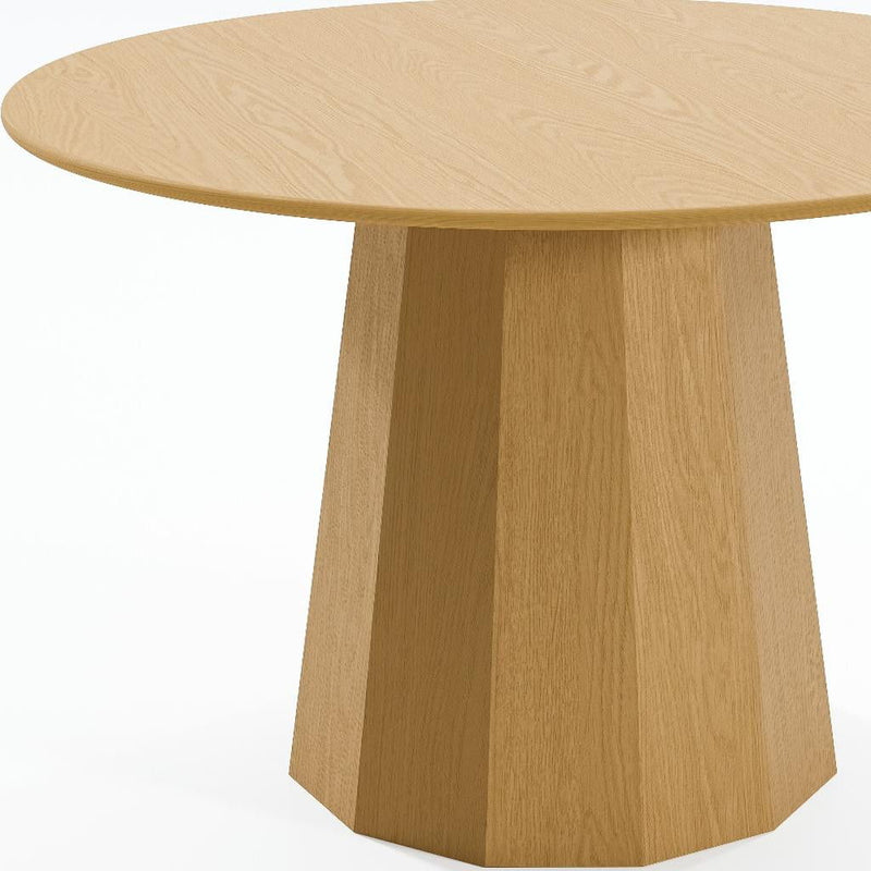 Wooden Pedestal Base Round Top Dining Table - Natural