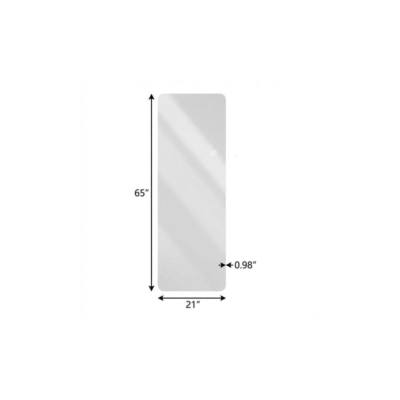 65" Round Lighted Frameless Full Length Hanging Mirror - Silver