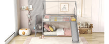 Load image into Gallery viewer, Twin over Twin Metal Bunk Bed House Bed with Slide and Staircase, Silver
