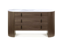 Load image into Gallery viewer, Marble Solid And Manufactured Wood Three Drawer Dresser - Walnut
