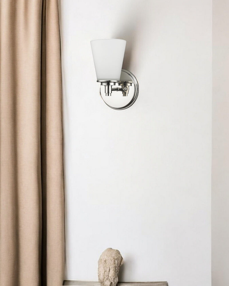 Wall Light With Frosted Glass Shade - Silver