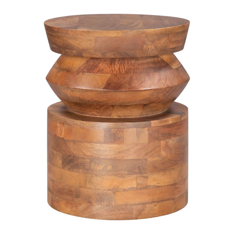 19" Solid Wood Round Pedestal End Table - Brown
