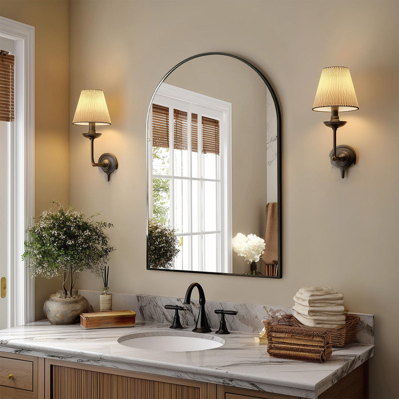 30" Aluminum Arch Framed Accent Mirror - Black