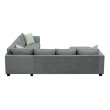 Load image into Gallery viewer, [VIDEO provided] 112*87&quot; Sectional Sofa Couches Living Room Sets 7 Seats Modular Sectional Sofa with Ottoman L Shape Fabric Sofa Corner Couch Set with 3 Pillows, Grey
