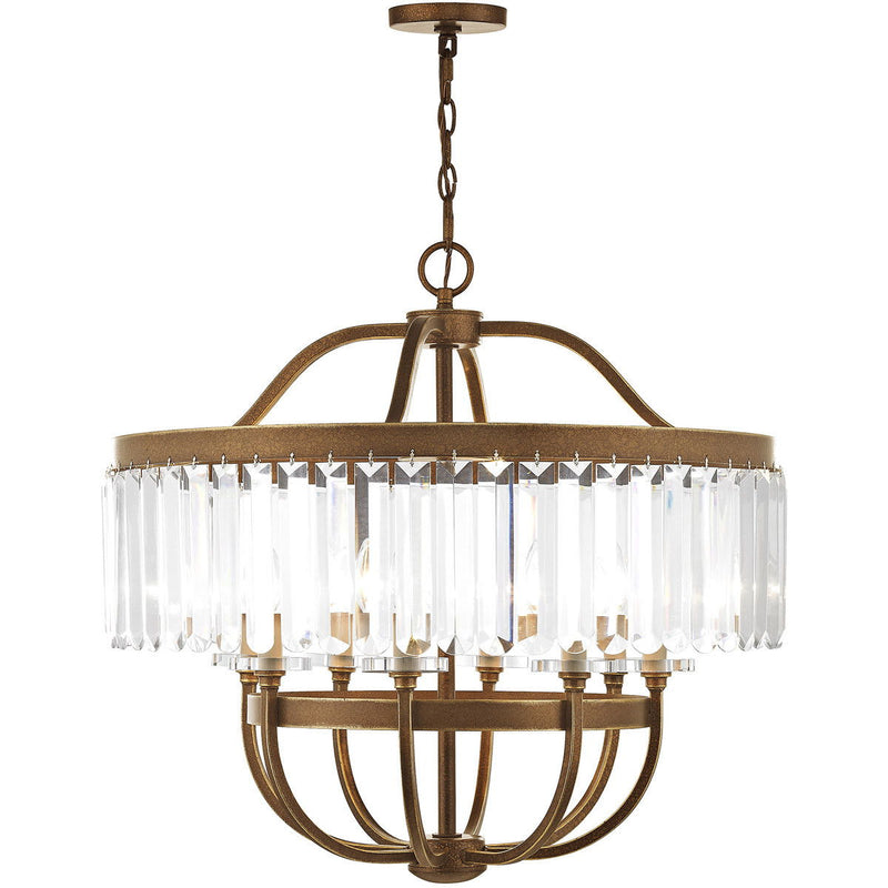 27" Eight Light Dimmable Chandelier With Shades - Bronze