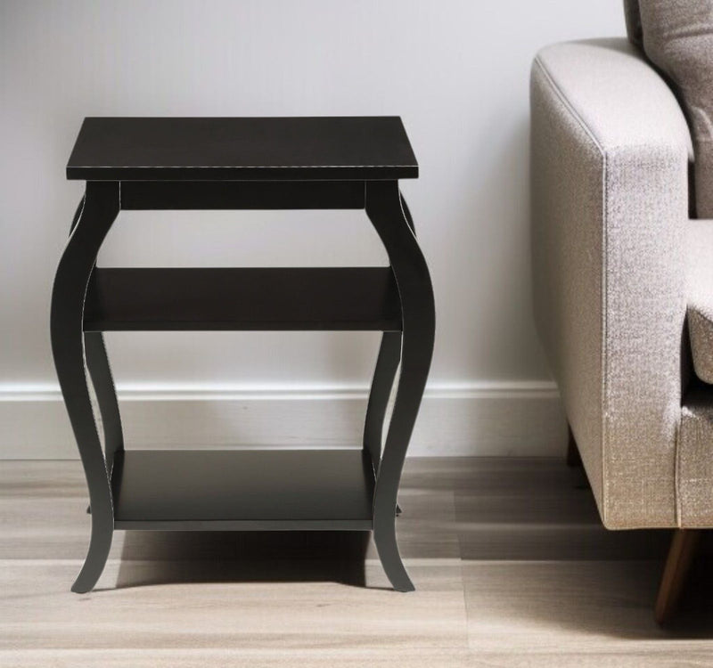 Finish Bow Leg Square End Table - Black