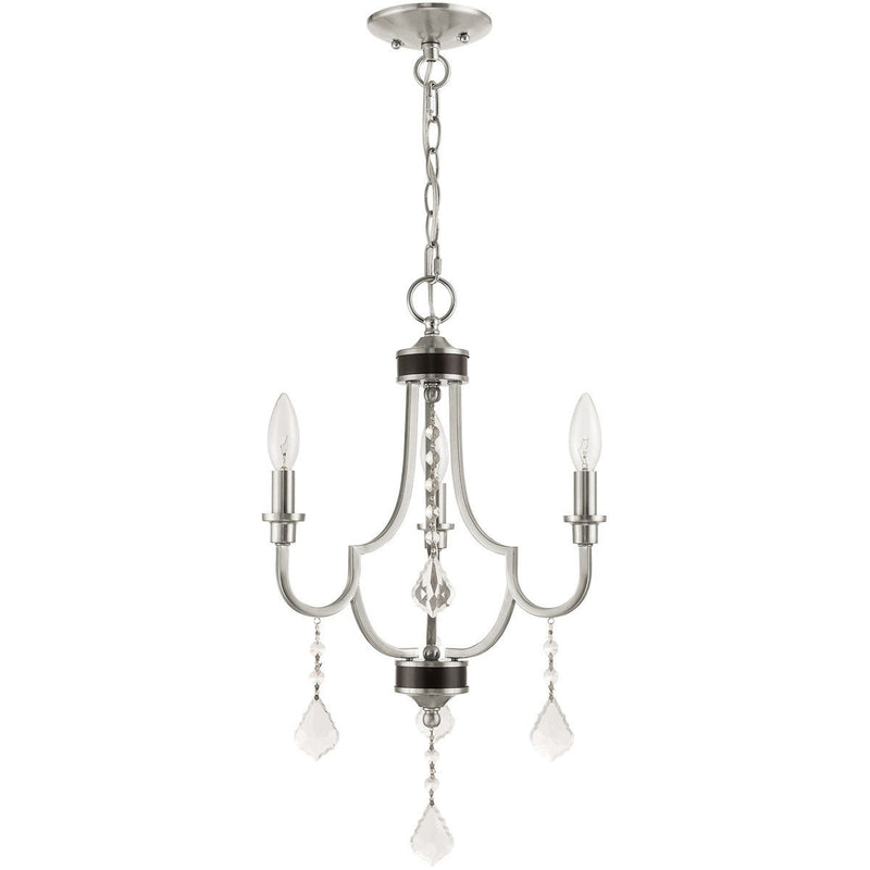 22'' Three Light Dimmable Chandelier With Shades - Nickel
