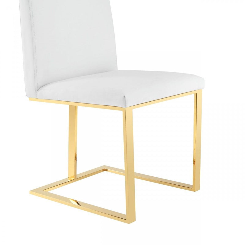 Upholstered Faux Leather Dining Room Side Chair - White
