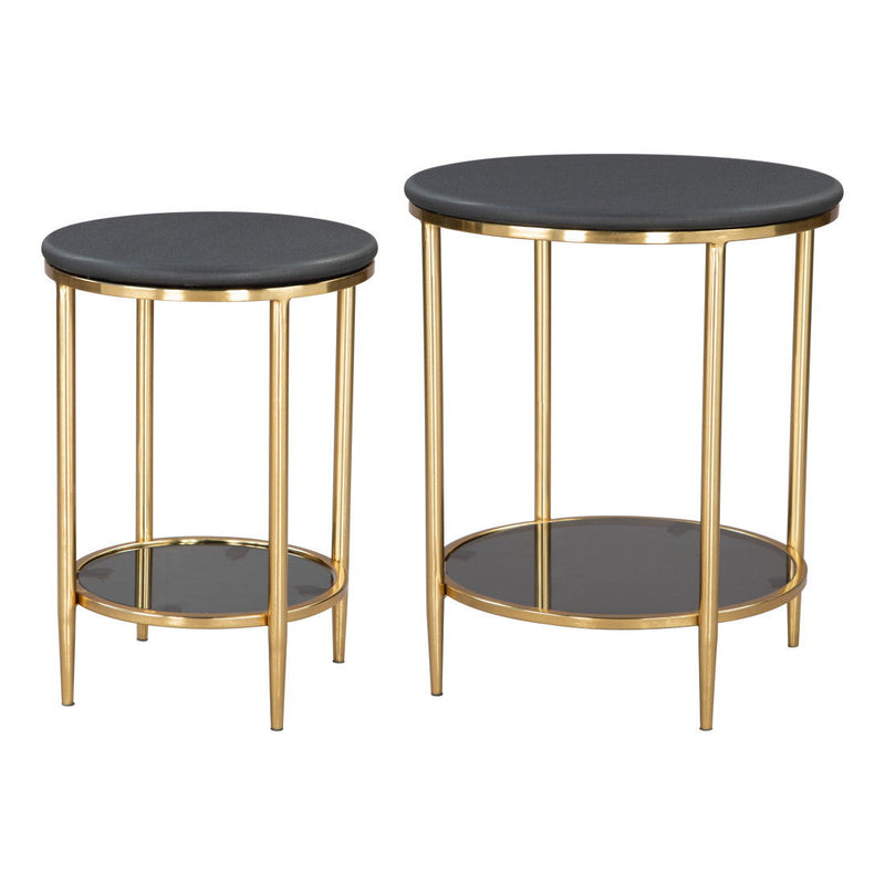 Genuine Marble Round Coffee Table - Black