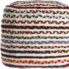 Load image into Gallery viewer, Braided Jute Blend Striped Pouf Ottoman - Rainbow
