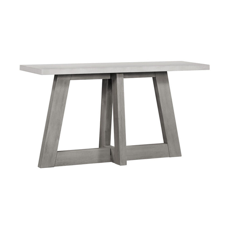 Concrete And Solid Wood Trestle Console Table - White And Gray